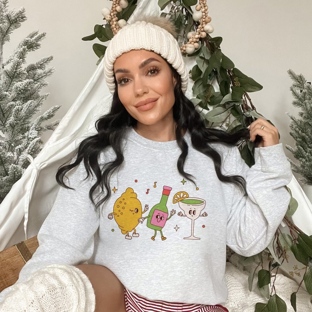 Retro Margarita Ingredients Light Grey Sweatshirt